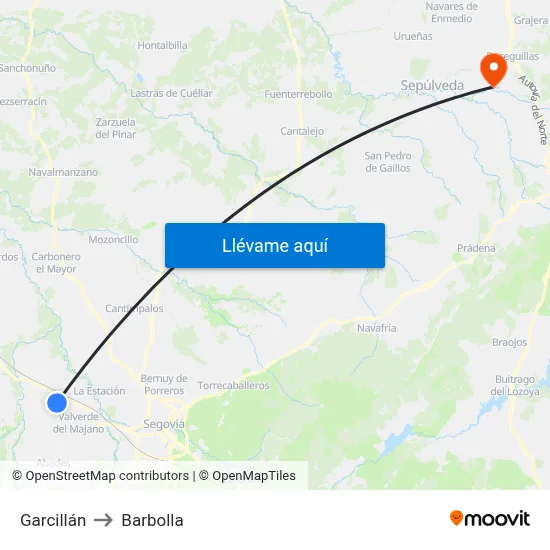 Garcillán to Barbolla map