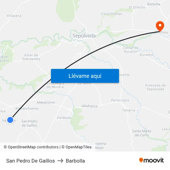 San Pedro De Gaíllos to Barbolla map