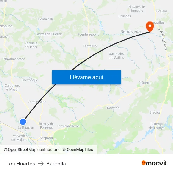 Los Huertos to Barbolla map