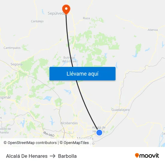 Alcalá De Henares to Barbolla map