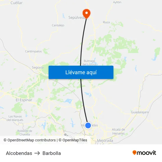 Alcobendas to Barbolla map
