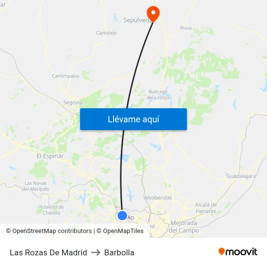 Las Rozas De Madrid to Barbolla map