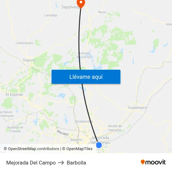 Mejorada Del Campo to Barbolla map