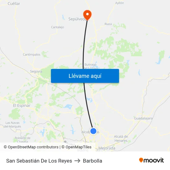 San Sebastián De Los Reyes to Barbolla map