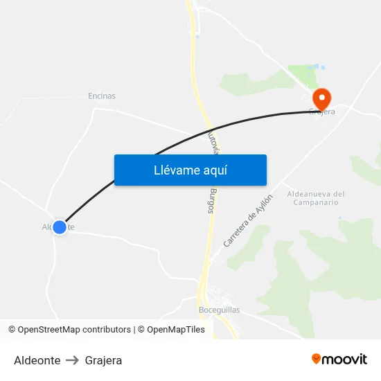 Aldeonte to Grajera map