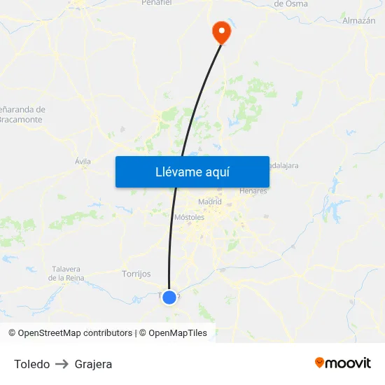 Toledo to Grajera map