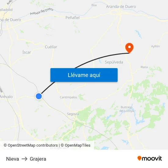 Nieva to Grajera map