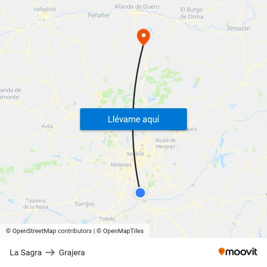 La Sagra to Grajera map