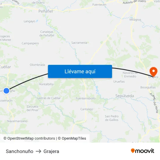 Sanchonuño to Grajera map