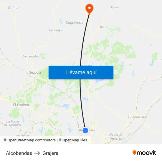 Alcobendas to Grajera map