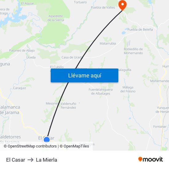 El Casar to La Mierla map