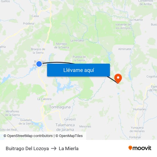 Buitrago Del Lozoya to La Mierla map