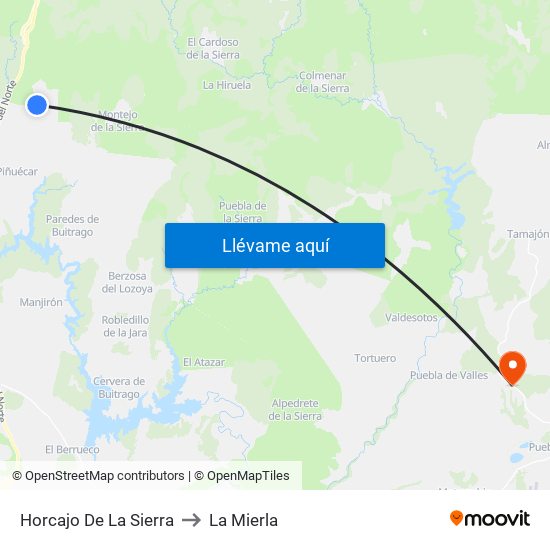 Horcajo De La Sierra to La Mierla map