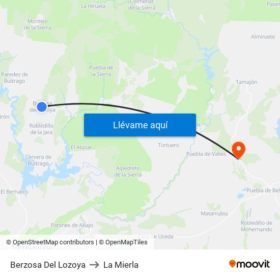 Berzosa Del Lozoya to La Mierla map