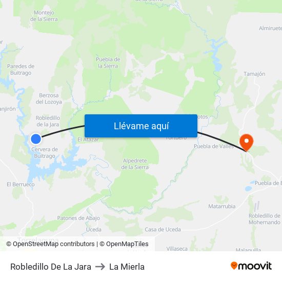 Robledillo De La Jara to La Mierla map