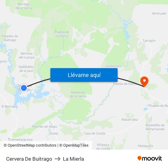 Cervera De Buitrago to La Mierla map