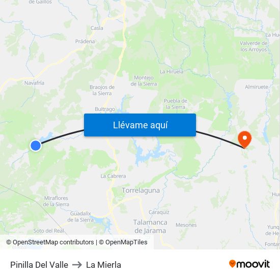 Pinilla Del Valle to La Mierla map
