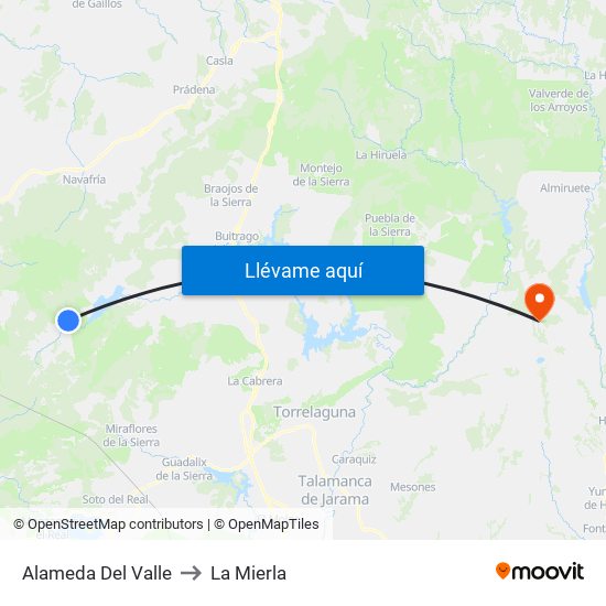 Alameda Del Valle to La Mierla map