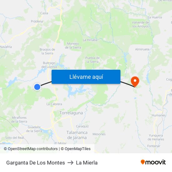 Garganta De Los Montes to La Mierla map