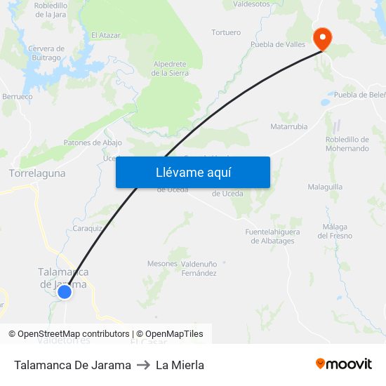 Talamanca De Jarama to La Mierla map