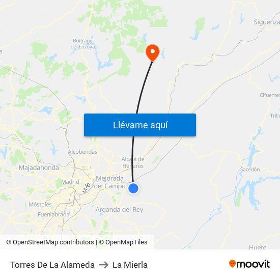 Torres De La Alameda to La Mierla map
