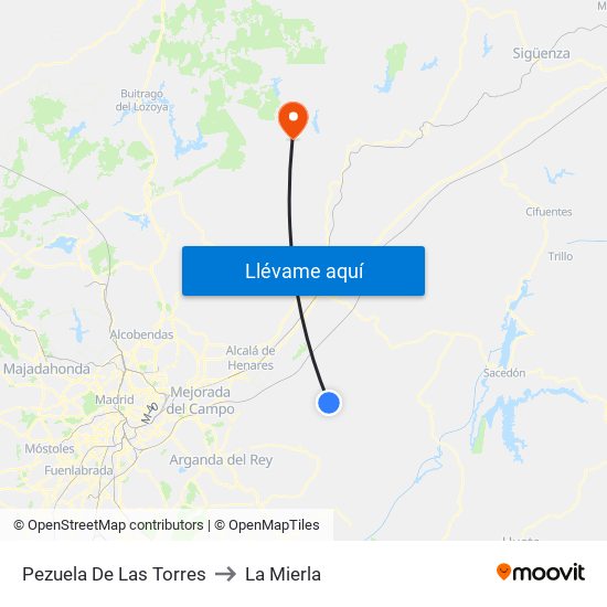 Pezuela De Las Torres to La Mierla map