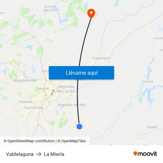 Valdelaguna to La Mierla map
