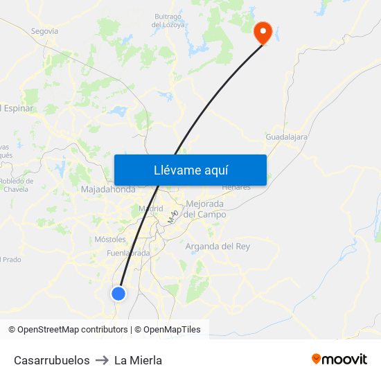 Casarrubuelos to La Mierla map