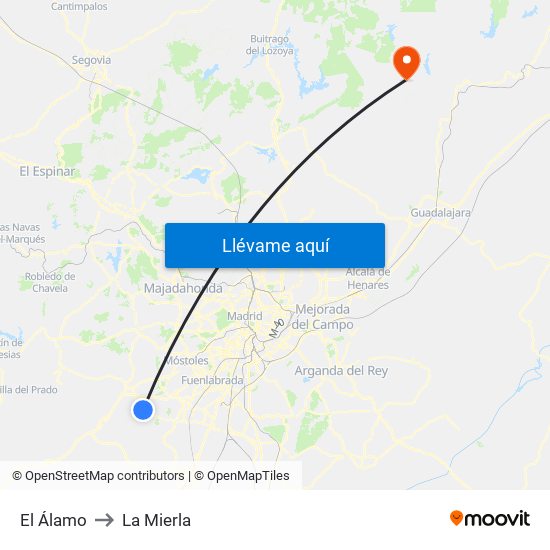 El Álamo to La Mierla map