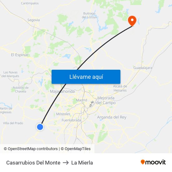 Casarrubios Del Monte to La Mierla map