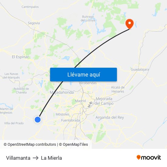 Villamanta to La Mierla map