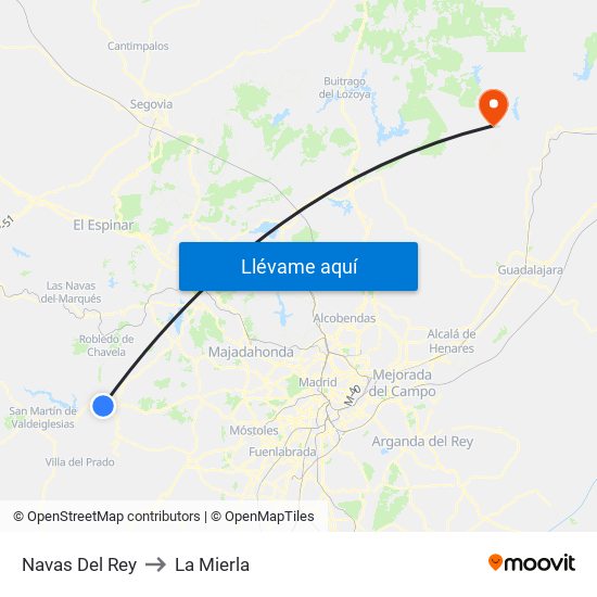 Navas Del Rey to La Mierla map