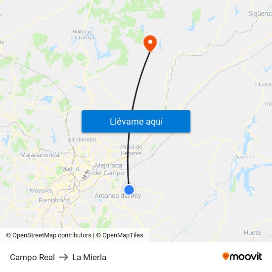 Campo Real to La Mierla map