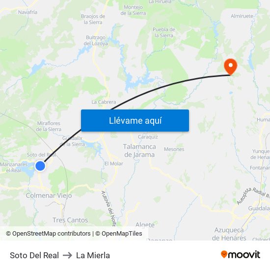 Soto Del Real to La Mierla map