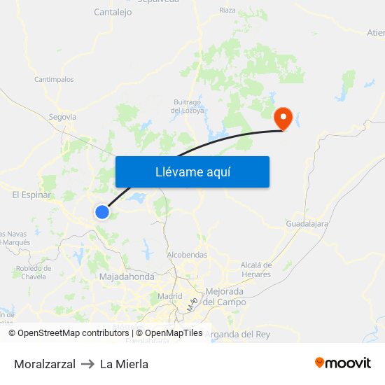 Moralzarzal to La Mierla map