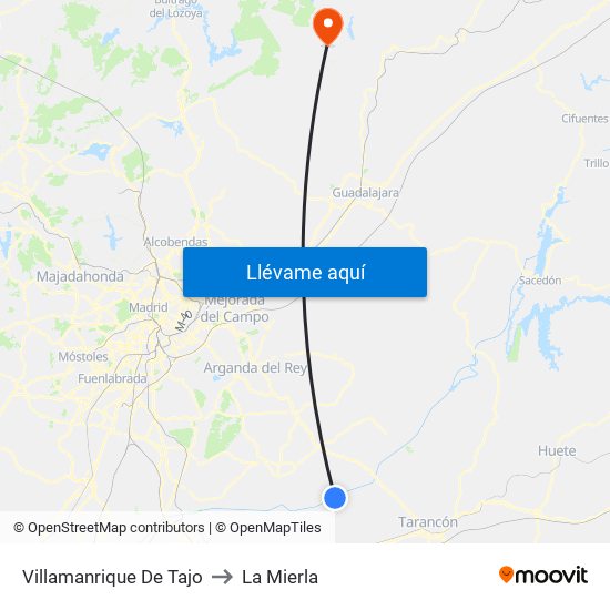 Villamanrique De Tajo to La Mierla map