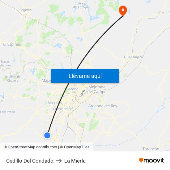 Cedillo Del Condado to La Mierla map