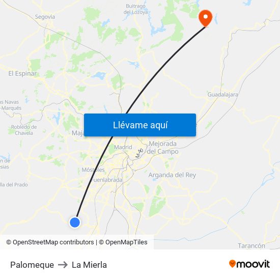 Palomeque to La Mierla map