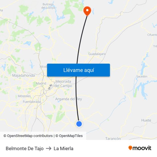 Belmonte De Tajo to La Mierla map