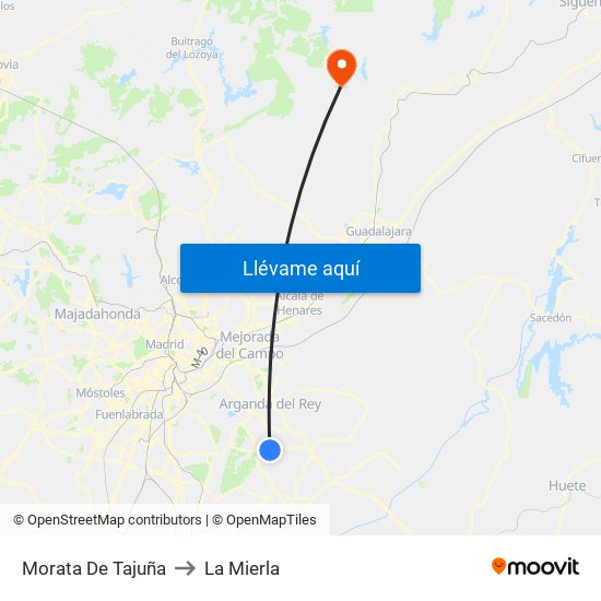 Morata De Tajuña to La Mierla map