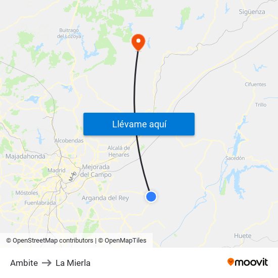 Ambite to La Mierla map