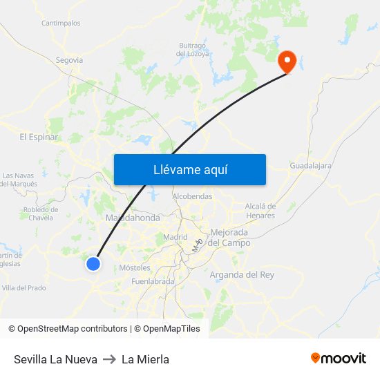 Sevilla La Nueva to La Mierla map
