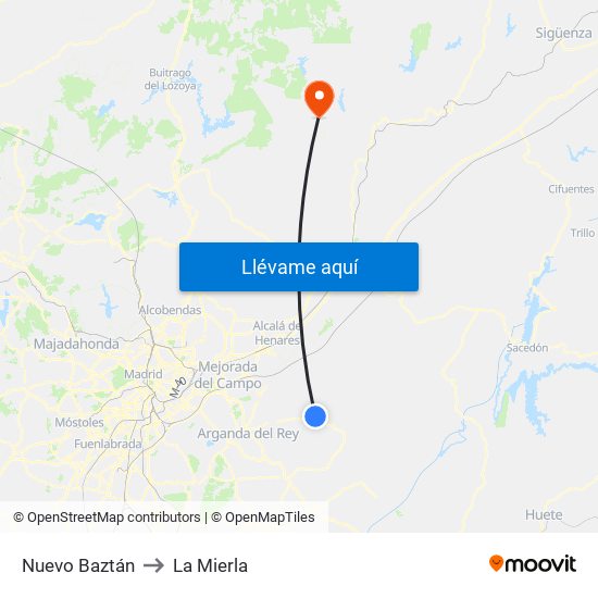Nuevo Baztán to La Mierla map