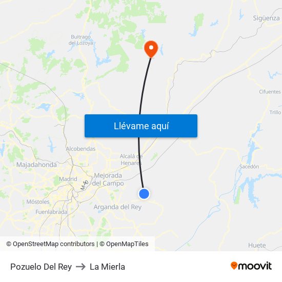 Pozuelo Del Rey to La Mierla map