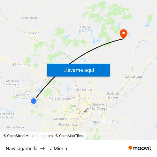 Navalagamella to La Mierla map