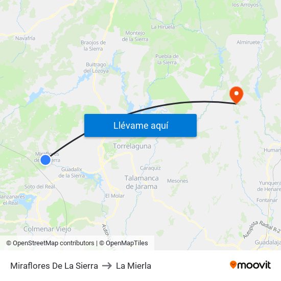 Miraflores De La Sierra to La Mierla map