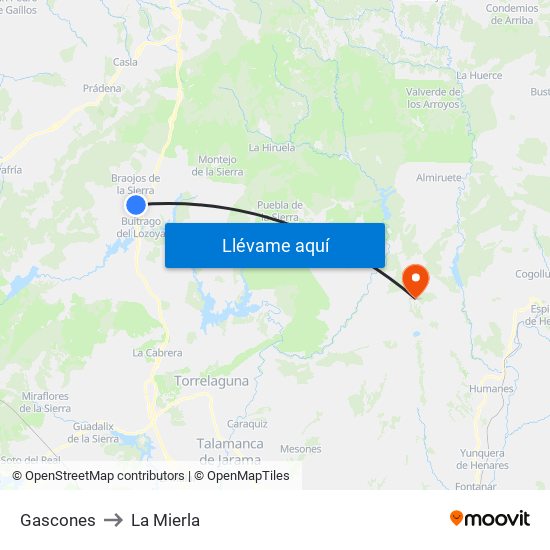 Gascones to La Mierla map