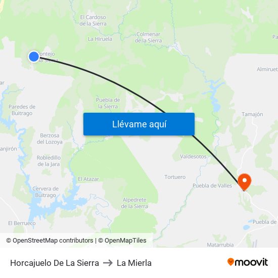 Horcajuelo De La Sierra to La Mierla map