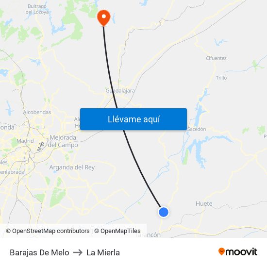 Barajas De Melo to La Mierla map