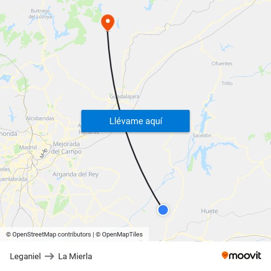 Leganiel to La Mierla map